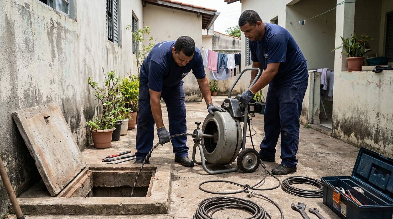 Desentupimento de Coluna Sanitária em Bauru‑SP
