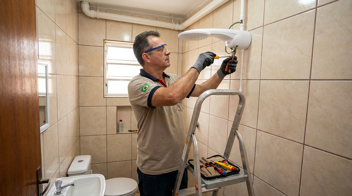 Substituição de Chuveiro Antigo em Bauru‑SP
